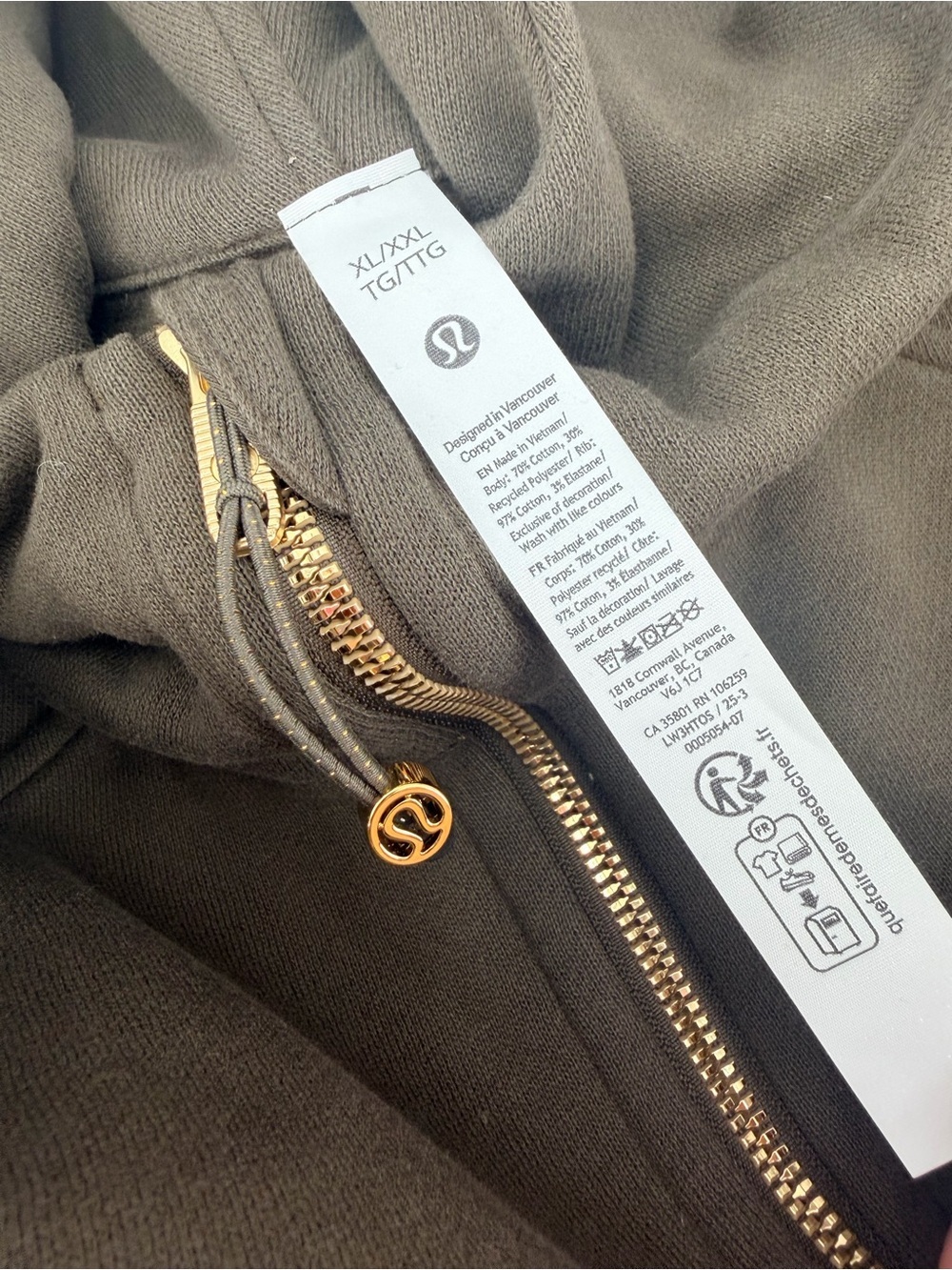 Lululemon Scuba Oversized Half Zip Hoodie XL XXL OVBR Gold Zip NEW - Picture 3 of 5